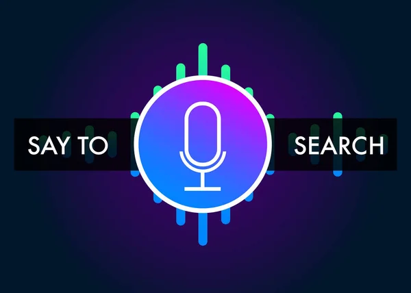 Voice search recognition concept flat icon and sound assistant illustration — Stock Vector