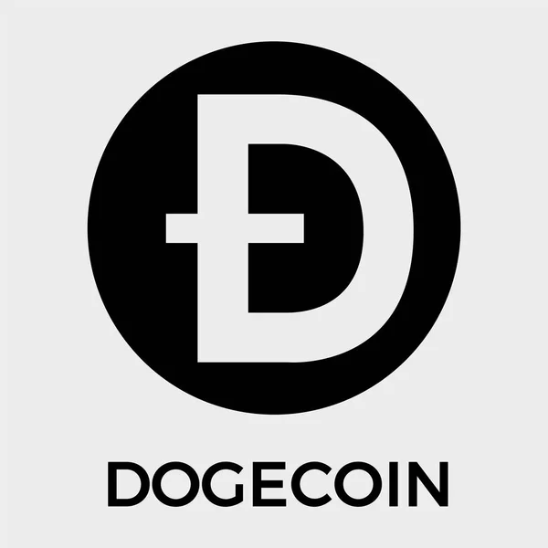 Dogecoin (DOGE) decentralizzato blockchain cryptocurrency logo vettoriale — Vettoriale Stock