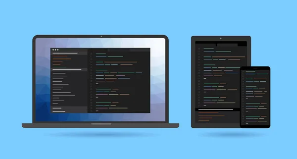 Vývoj softwaru pro více platforem a kódování — Stockový vektor