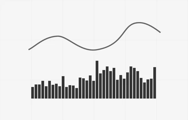 Análise técnica do indicador de volume. Gráfico de câmbio de ações e criptomoedas vetoriais, análise forex e gráfico de mercado de negociação — Vetor de Stock