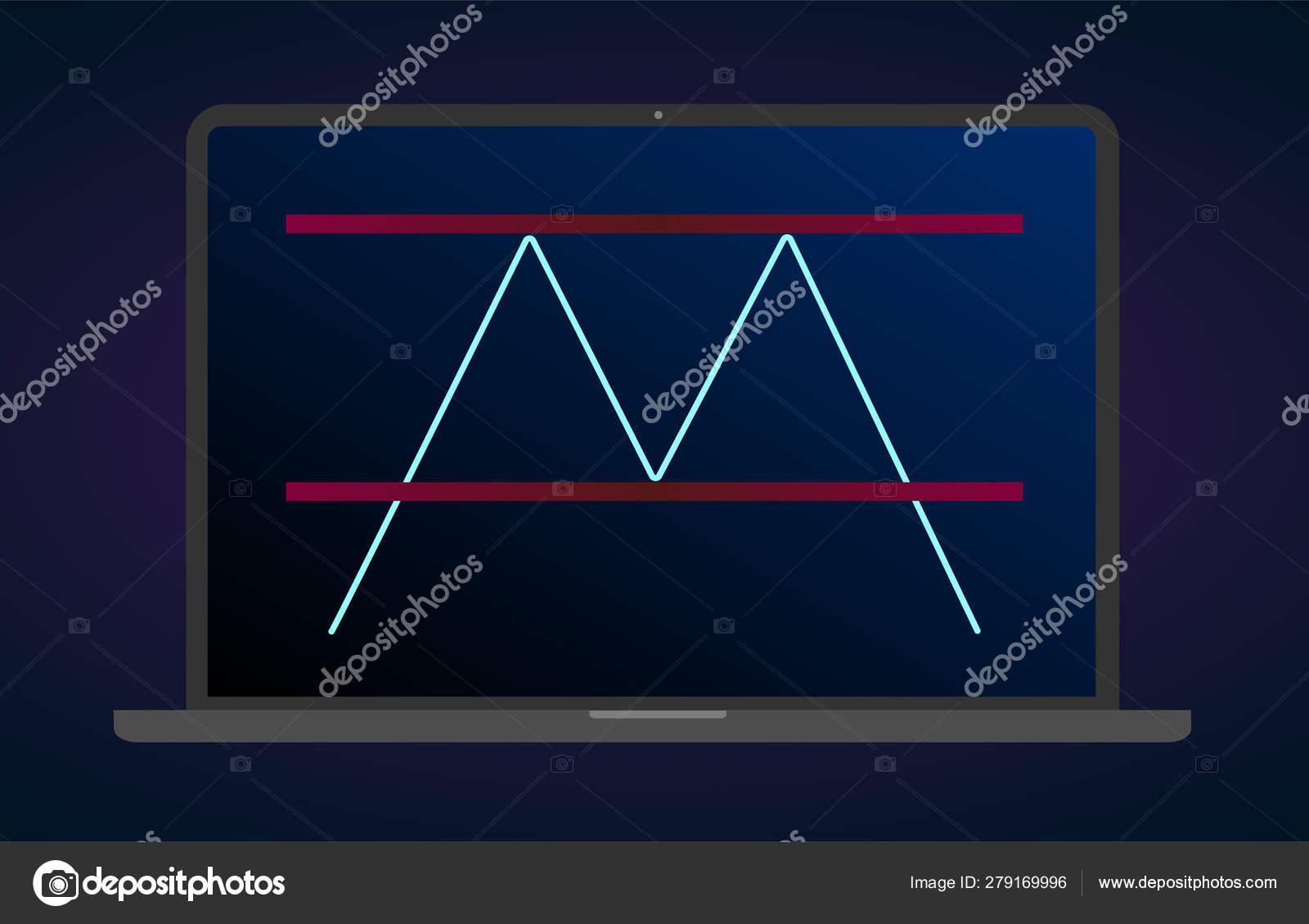 Double Top Pattern Figure Technical Analysis Vector Stock And - 