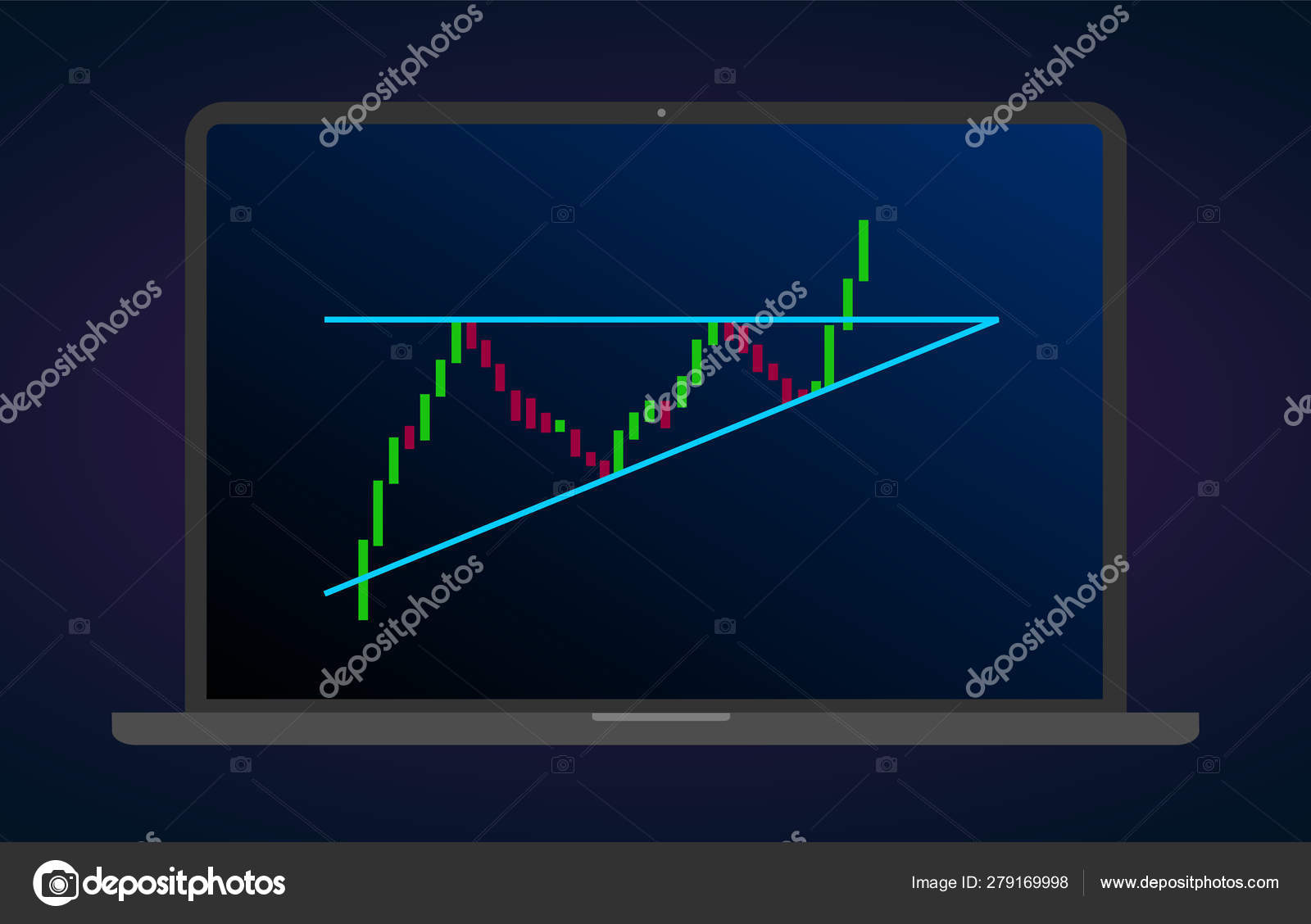 Descending Bearish Triangle Breakouts Flat Icon Vector Stock And - 