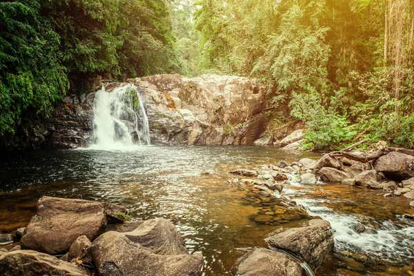 Mountain Waterfall view close up. River waterfall landscape scene