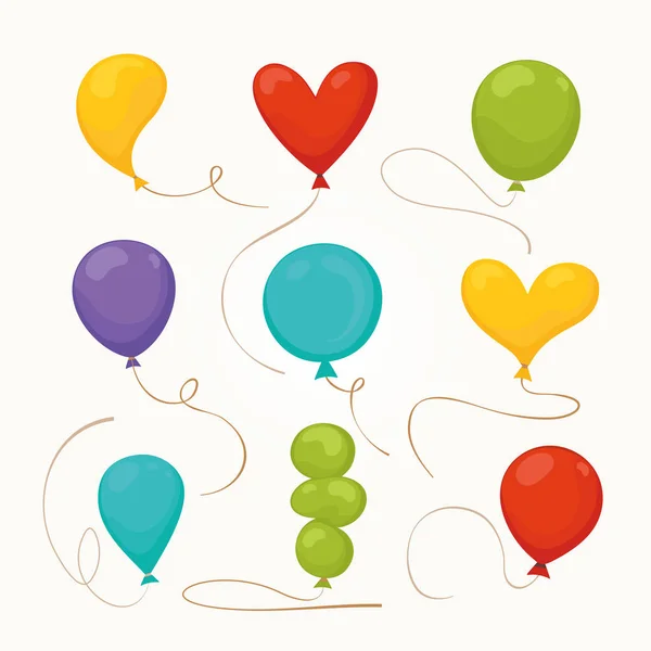 Colorful balloons. Vector set — Stock Vector