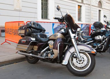 Rusya, St. Petersburg, 3 Ağustos 2018: Harley Davidson motosiklet üzerinde Rus Harley gün. 