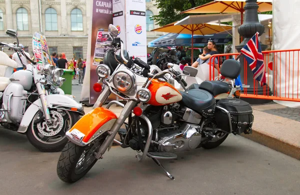 Russie Saint Pétersbourg Août 2018 Harley Davidson Moto Sur Russian — Photo