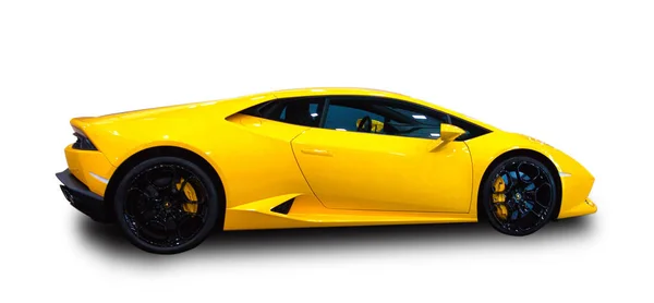 Supercar Luxe Italien Jaune Isolé Sur Fond Blanc — Photo