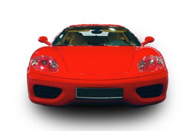 Lüks İtalyan supercar. Beyaz arka plan. Önden Görünüm.