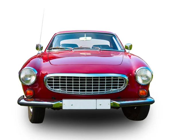 Swedish retro sports car. White background. Front view. — Stock Photo, Image