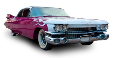 Klasik Amerikan Vintage arabası Cadillac Eldorado 1959 beyaz arka planda izole.