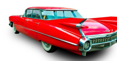 Klasik Amerikan Vintage arabası Cadillac Eldorado 1959 beyaz arka planda izole.