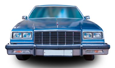 1979 model klasik Amerikan Vintage arabası beyaz arka planda izole edilmiş Buick Park Avenue. Ön görünüm.