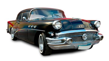 Klasik Amerikan klasik arabası Buick Special 1956 beyaz arka planda izole.