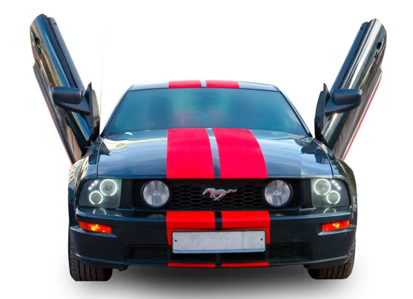 Moderna Muscle Car Americana Ford Mustang Con Porte Lambo Isolate — Foto Stock