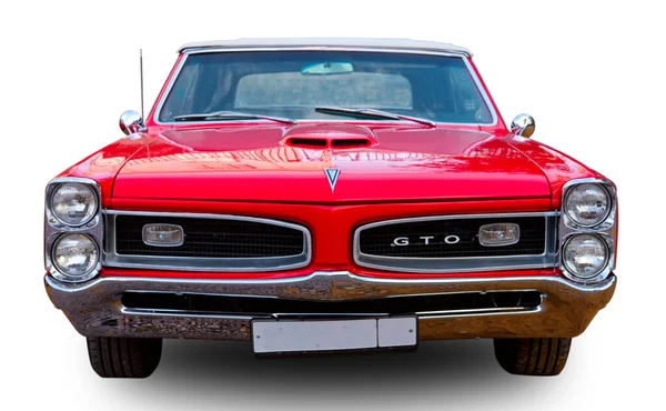 Amerikan Klasik Kaslı Arabası 1966 Pontiac Gto Beyaz Arka Planda — Stok fotoğraf