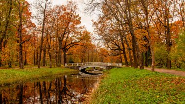Alexander Park Sonbaharda, Puşkin Tsarskoe Selo, St. Petersburg, Rusya - 9 Ekim 2020