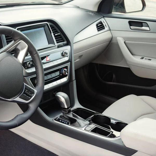 Modern car interior, white interior, no trade marks, modified interior
