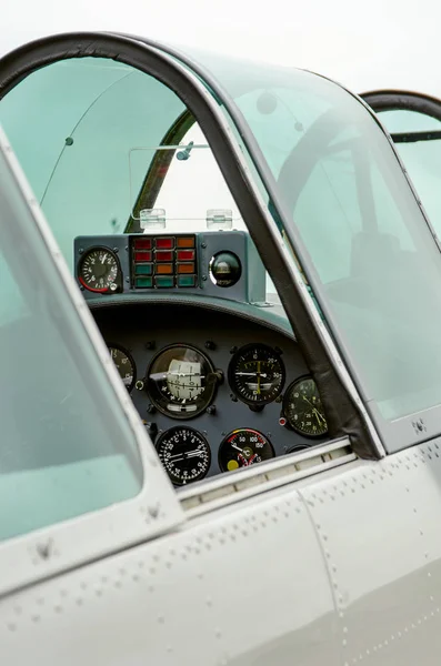 Kleinflugzeug Cockpit Detail Analoge Messgeräte Nahaufnahme Niemand — Stockfoto