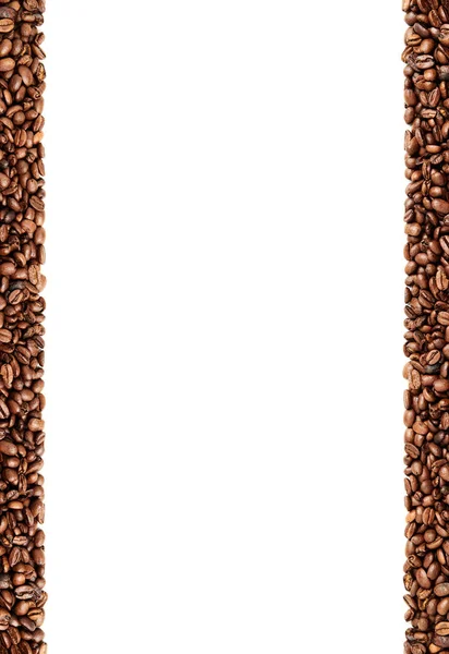 咖啡豆条隔离在白色背景上 负空间 垂直方向 高分辨率 免版税图库照片