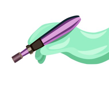 El ile dermapen. Microneedle damgalama aygıt. Kollajen indüksiyon tedavisi