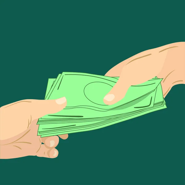 Duas mãos, dando ou recebendo dinheiro, vetor isolado — Vetor de Stock