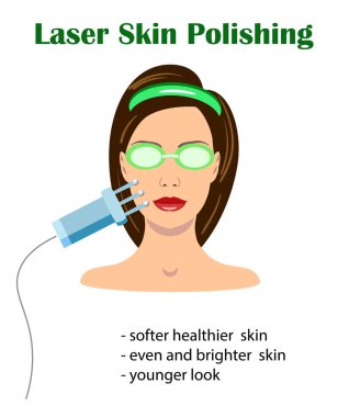 Bir vektör lazerler ve bir kız yüz illüstrasyon sağlık siteleri için farklı amaçlar için izole ayarla