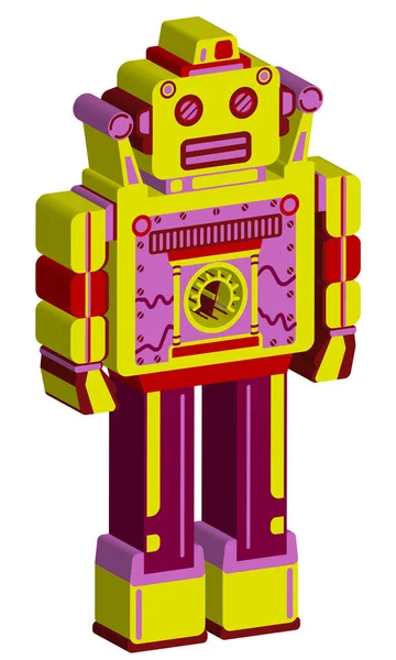 Robot volumétrico de color sobre fondo blanco — Vector de stock