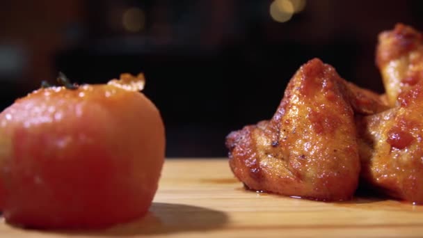 Delicious Grilled Chicken Wings Restaurant Video Clip