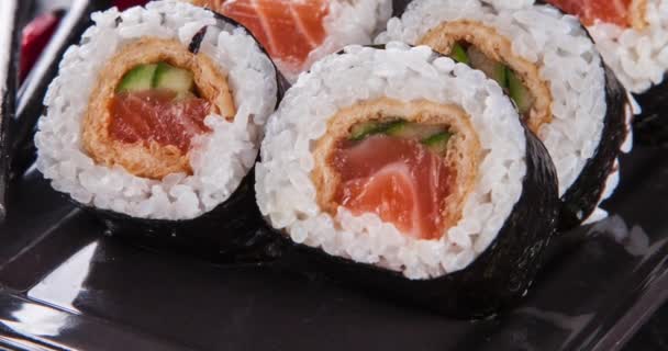 Différents Types Pièces Sushi Mouvement Effet Curseur — Video