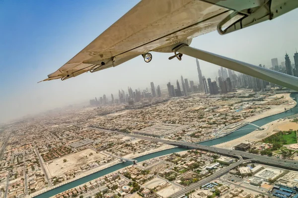 Вид Воздуха Дубай Центр Оаэ Панорамный Вид Окна Самолета — стоковое фото