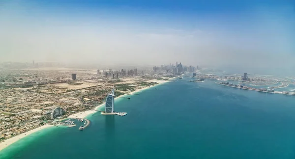 Letecký Pohled Dubaj Marina Downtown Palm Island Panoramatický Pohled Moderní — Stock fotografie