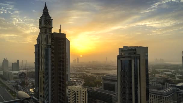 Tidsfördröjning För Soluppgång Över Dubai Downtown — Stockvideo