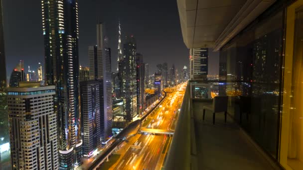 Dubai Night Time Lapse Moving Cars — Stock Video