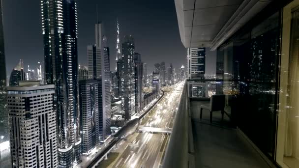 Dubai Night Time Lapse Moving Cars — Stock Video