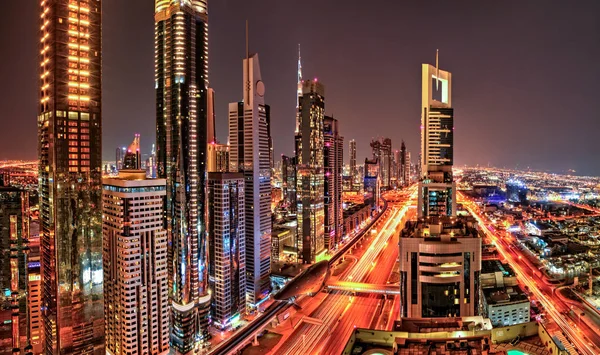 Dubai Sunset Panoramic View Downtown Dubai Super Modern City Uae — Stock Photo, Image