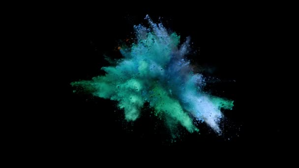 Супер замедленное движение цветного взрыва порошка — стоковое видео