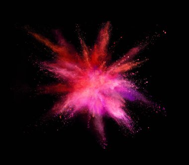 Siyah arka plan üzerinde renkli toz patlama