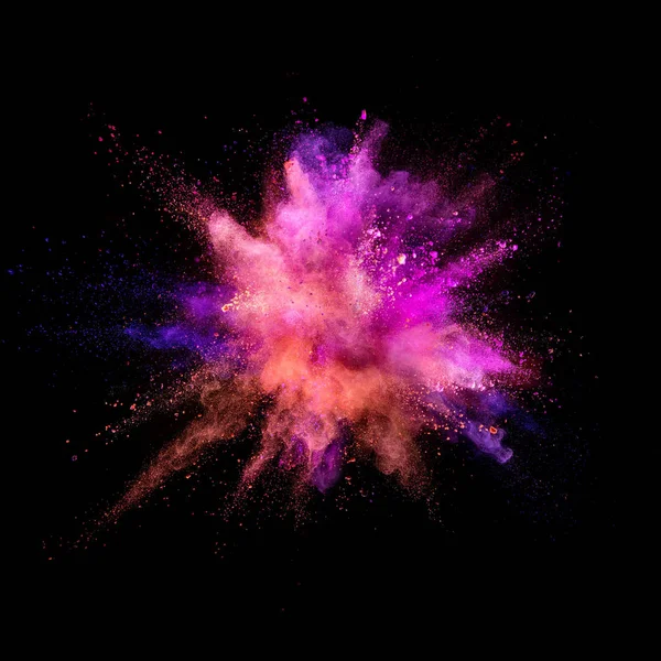 Explosion Poudre Colorée Isolée Sur Fond Noir Contexte Abstrait Haute — Photo