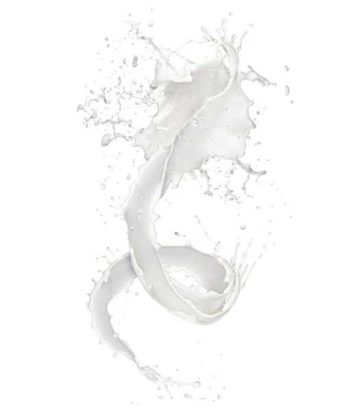 牛乳の白い背景で隔離の抽象的なスプラッシュ. — ストック写真