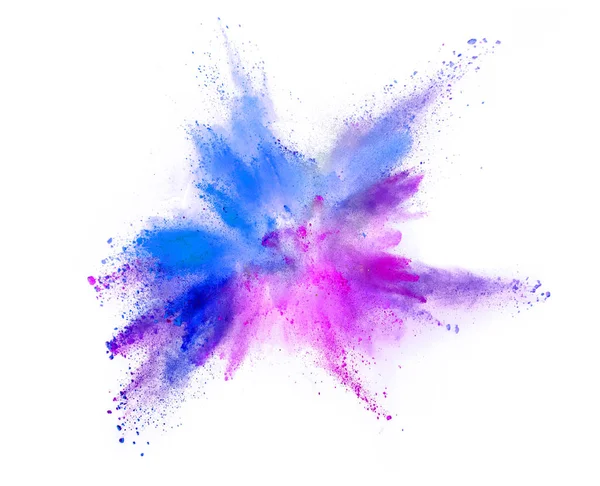 Explosion Von Farbigem Pulver Isoliert Auf Weißem Hintergrund Abstrakter Hintergrund — Stockfoto