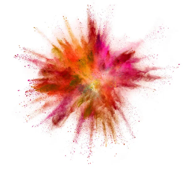 Взрыв Цветного Порошка Изолирован Белом Фоне Абстрактный Фон Высоком Разрешении — стоковое фото