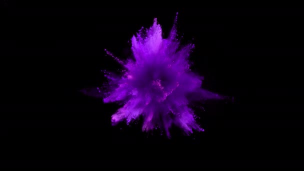 Super Zeitlupe Von Farbigem Pulver Explosion Isoliert Auf Schwarzem Hintergrund — Stockvideo