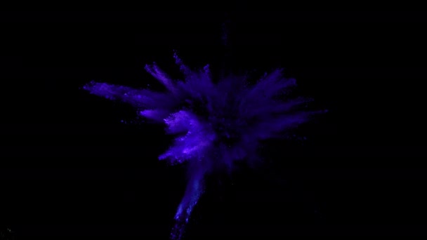 Super Slow Motion Esplosione Polvere Colorata Isolato Sfondo Nero Girato — Video Stock