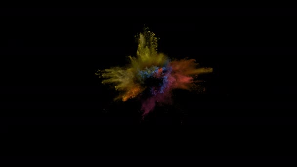 Super Câmera Lenta Explosão Colorido Isolado Fundo Preto Filmado Câmera — Vídeo de Stock