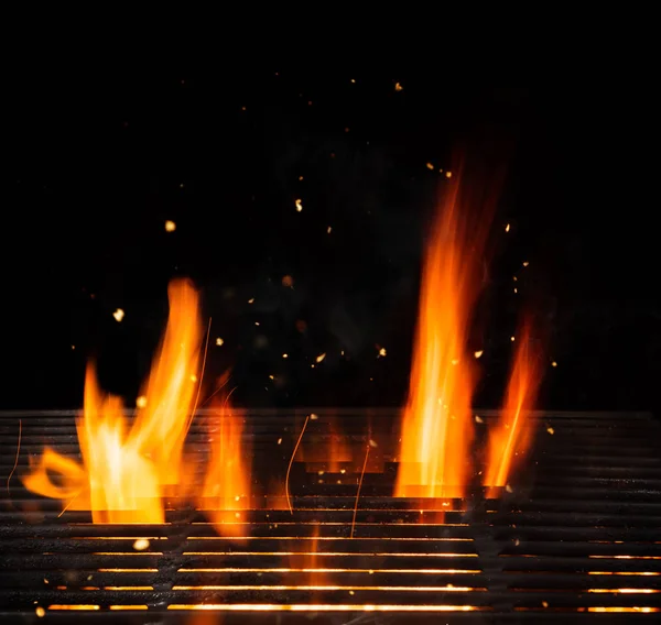 Grill Vide Avec Fonte Des Flammes Idéal Pour Placement Produits — Photo