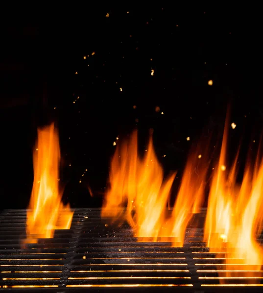 Leerer Grill Mit Gusseisen Und Flammen Ideal Zur Produktplatzierung Sehr — Stockfoto