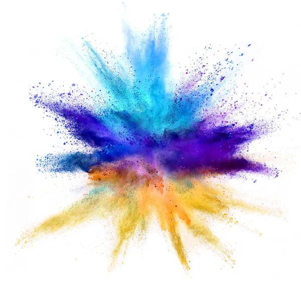 Explosion Coloured Powder Isolated White Background — Stock Photo, Image