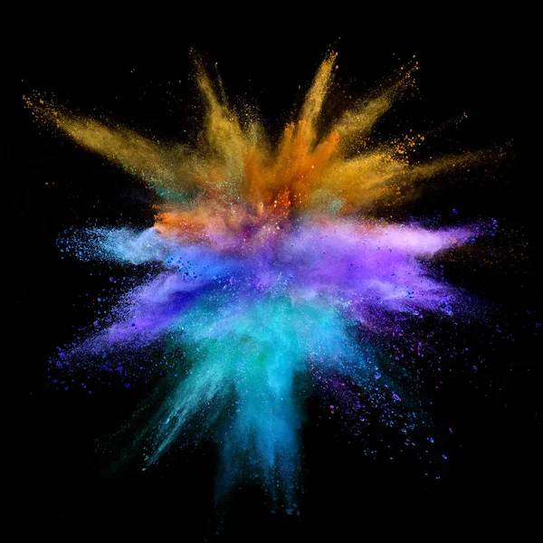 Renkli toz siyah arka plan üzerine izole patlama