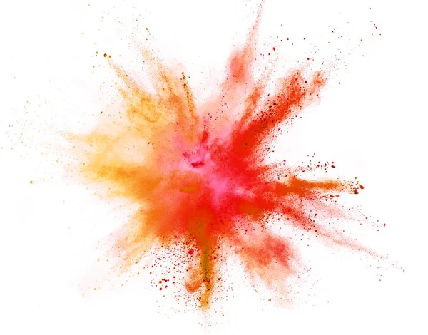 Explosion Coloured Powder Isolated White Background Abstract Colored Background — Stock Photo, Image