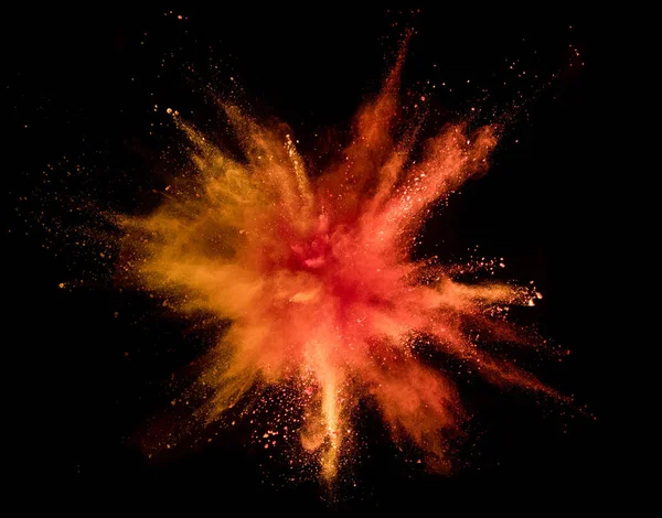 Έκρηξη Από Χρωματισμένη Σκόνη Που Απομονώνονται Μαύρο Φόντο Αφηρημένο Έγχρωμο — Φωτογραφία Αρχείου